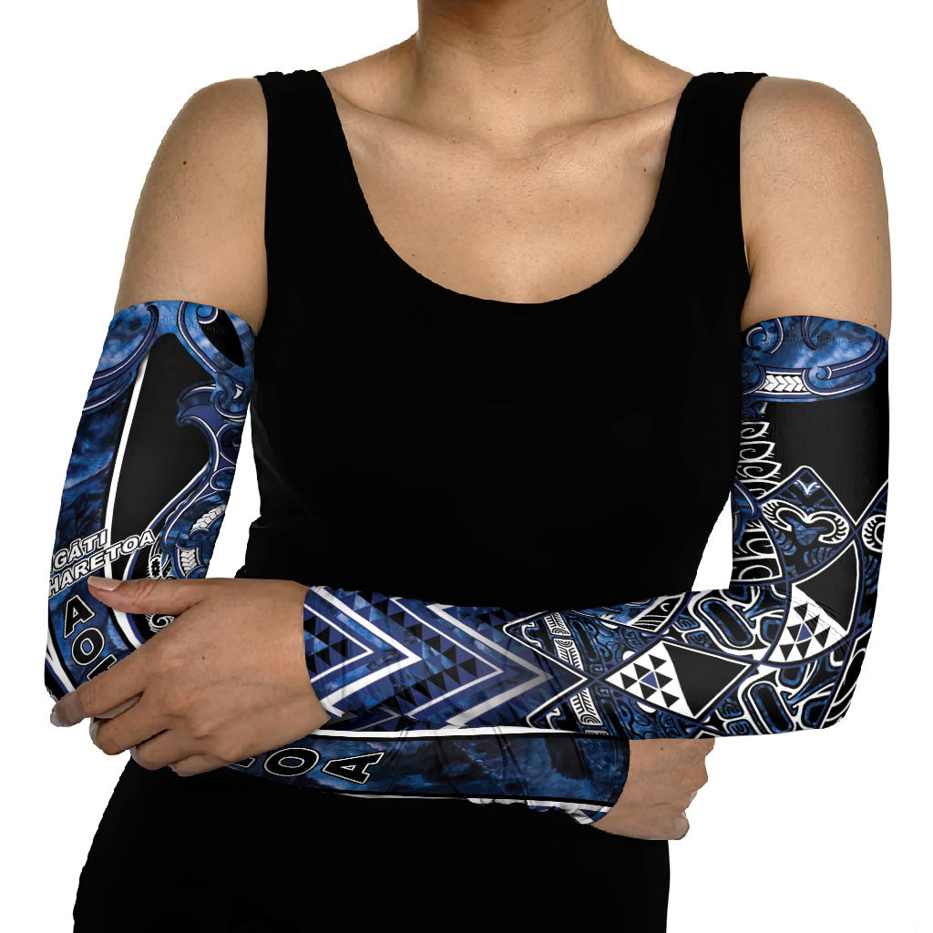 Aotearoa Tuwharetoa Arm Sleeves Maori Tribal Navy Paua Shell Pattern