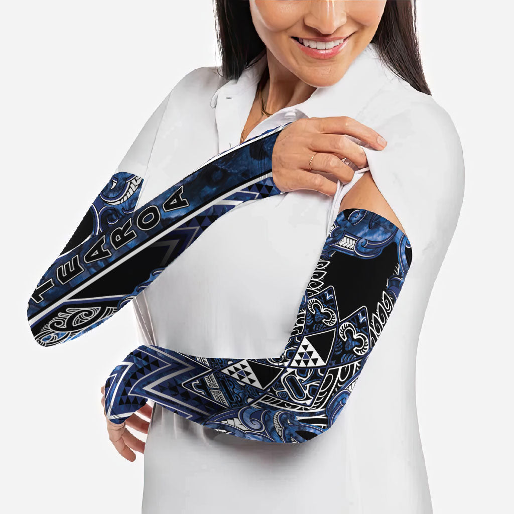 Aotearoa Tuwharetoa Arm Sleeves Maori Tribal Navy Paua Shell Pattern