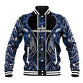 Aotearoa Tuwharetoa Baseball Jacket Maori Tribal Navy Paua Shell Pattern