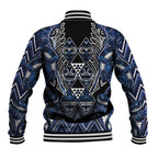 Aotearoa Tuwharetoa Baseball Jacket Maori Tribal Navy Paua Shell Pattern