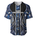 Aotearoa Tuwharetoa Baseball Jersey Maori Tribal Navy Paua Shell Pattern