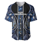 Aotearoa Tuwharetoa Baseball Jersey Maori Tribal Navy Paua Shell Pattern