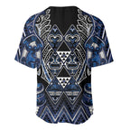 Aotearoa Tuwharetoa Baseball Jersey Maori Tribal Navy Paua Shell Pattern