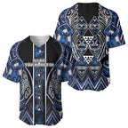 Aotearoa Tuwharetoa Baseball Jersey Maori Tribal Navy Paua Shell Pattern