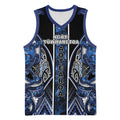 Aotearoa Tuwharetoa Basketball Jersey Maori Tribal Navy Paua Shell Pattern