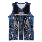 Aotearoa Tuwharetoa Basketball Jersey Maori Tribal Navy Paua Shell Pattern