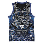 Aotearoa Tuwharetoa Basketball Jersey Maori Tribal Navy Paua Shell Pattern