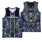 Aotearoa Tuwharetoa Basketball Jersey Maori Tribal Navy Paua Shell Pattern
