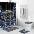 Aotearoa Tuwharetoa Bathroom Set Maori Tribal Navy Paua Shell Pattern