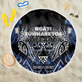 Aotearoa Tuwharetoa Beach Blanket Maori Tribal Navy Paua Shell Pattern