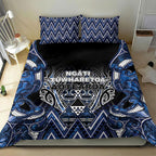 Aotearoa Tuwharetoa Bedding Set Maori Tribal Navy Paua Shell Pattern