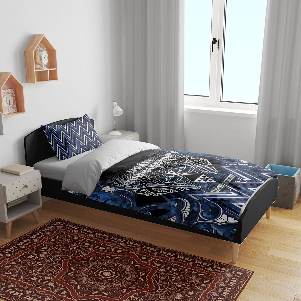 Aotearoa Tuwharetoa Bedding Set Maori Tribal Navy Paua Shell Pattern