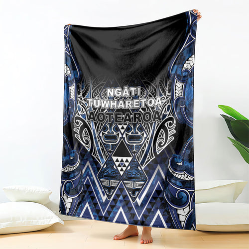 Aotearoa Tuwharetoa Blanket Maori Tribal Navy Paua Shell Pattern
