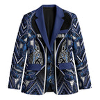 Aotearoa Tuwharetoa Blazer Maori Tribal Navy Paua Shell Pattern