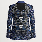 Aotearoa Tuwharetoa Blazer Maori Tribal Navy Paua Shell Pattern