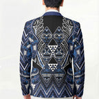 Aotearoa Tuwharetoa Blazer Maori Tribal Navy Paua Shell Pattern
