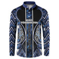 Aotearoa Tuwharetoa Button Sweatshirt Maori Tribal Navy Paua Shell Pattern