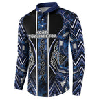 Aotearoa Tuwharetoa Button Sweatshirt Maori Tribal Navy Paua Shell Pattern