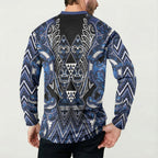 Aotearoa Tuwharetoa Button Sweatshirt Maori Tribal Navy Paua Shell Pattern