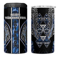 Aotearoa Tuwharetoa 4 in 1 Can Cooler Tumbler Maori Tribal Navy Paua Shell Pattern
