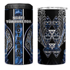 Aotearoa Tuwharetoa 4 in 1 Can Cooler Tumbler Maori Tribal Navy Paua Shell Pattern