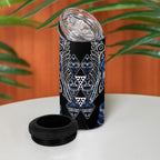 Aotearoa Tuwharetoa 4 in 1 Can Cooler Tumbler Maori Tribal Navy Paua Shell Pattern