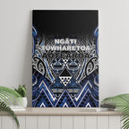 Aotearoa Tuwharetoa Canvas Wall Art Maori Tribal Navy Paua Shell Pattern