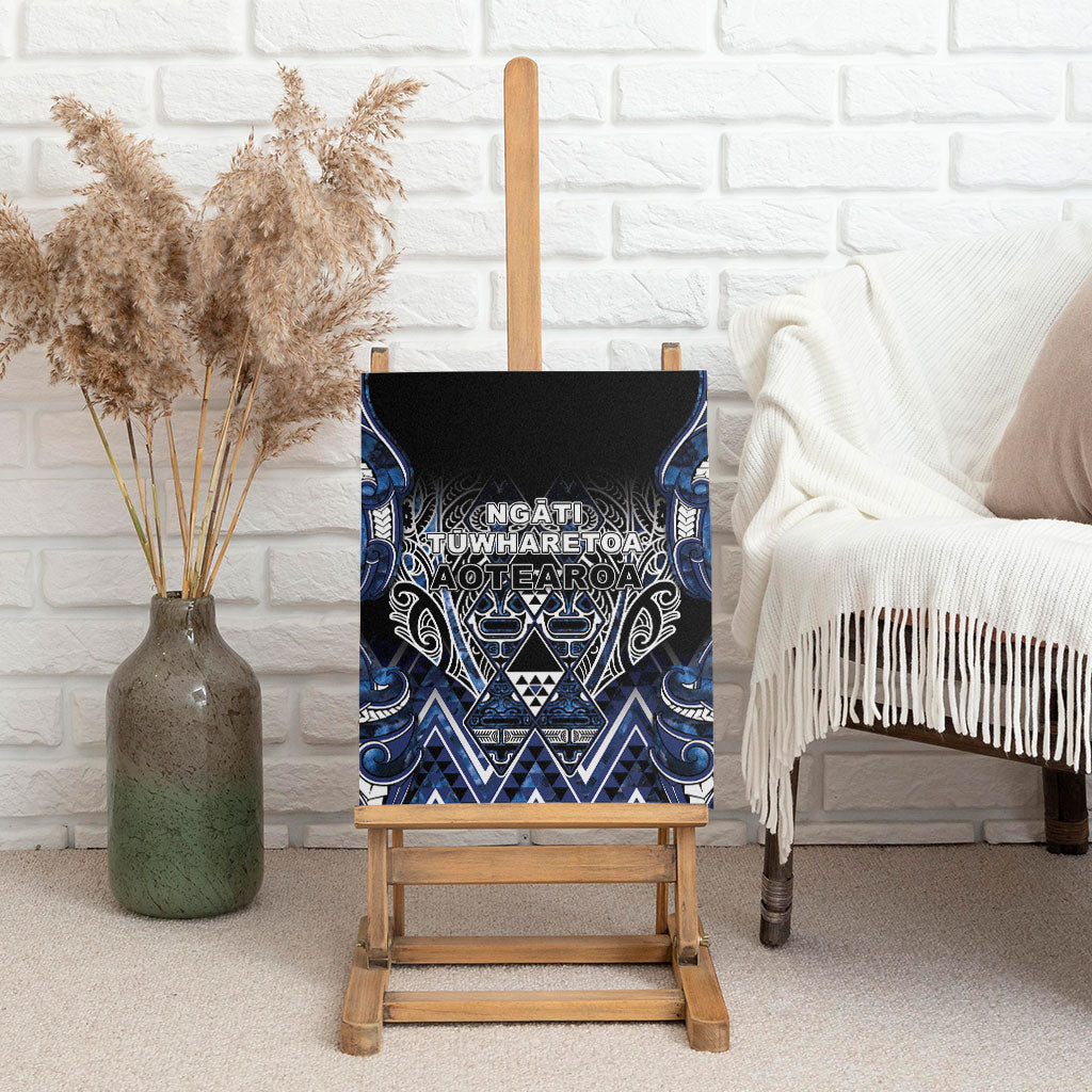 Aotearoa Tuwharetoa Canvas Wall Art Maori Tribal Navy Paua Shell Pattern