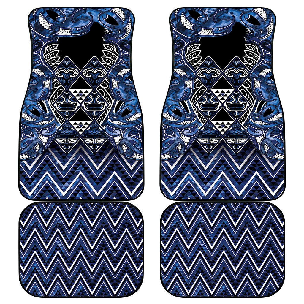 Aotearoa Tuwharetoa Car Mats Maori Tribal Navy Paua Shell Pattern