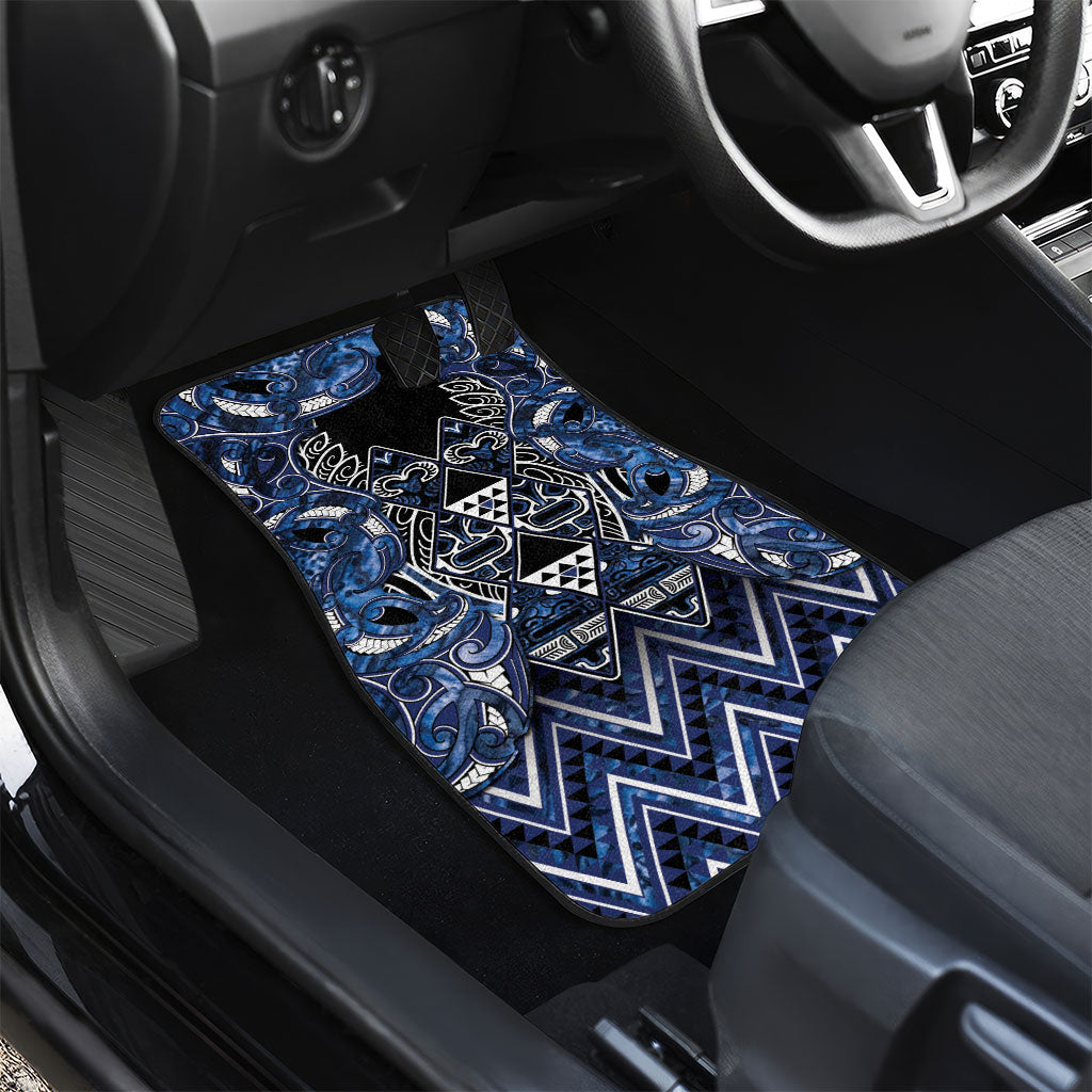 Aotearoa Tuwharetoa Car Mats Maori Tribal Navy Paua Shell Pattern