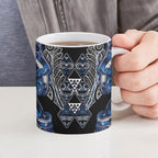 Aotearoa Tuwharetoa Ceramic Mug Maori Tribal Navy Paua Shell Pattern
