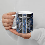 Aotearoa Tuwharetoa Ceramic Mug Maori Tribal Navy Paua Shell Pattern