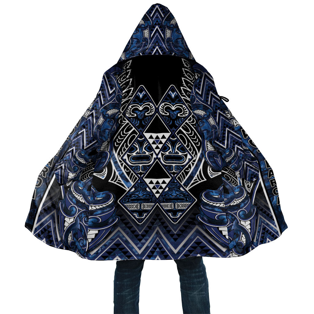 Aotearoa Tuwharetoa Cloak Maori Tribal Navy Paua Shell Pattern