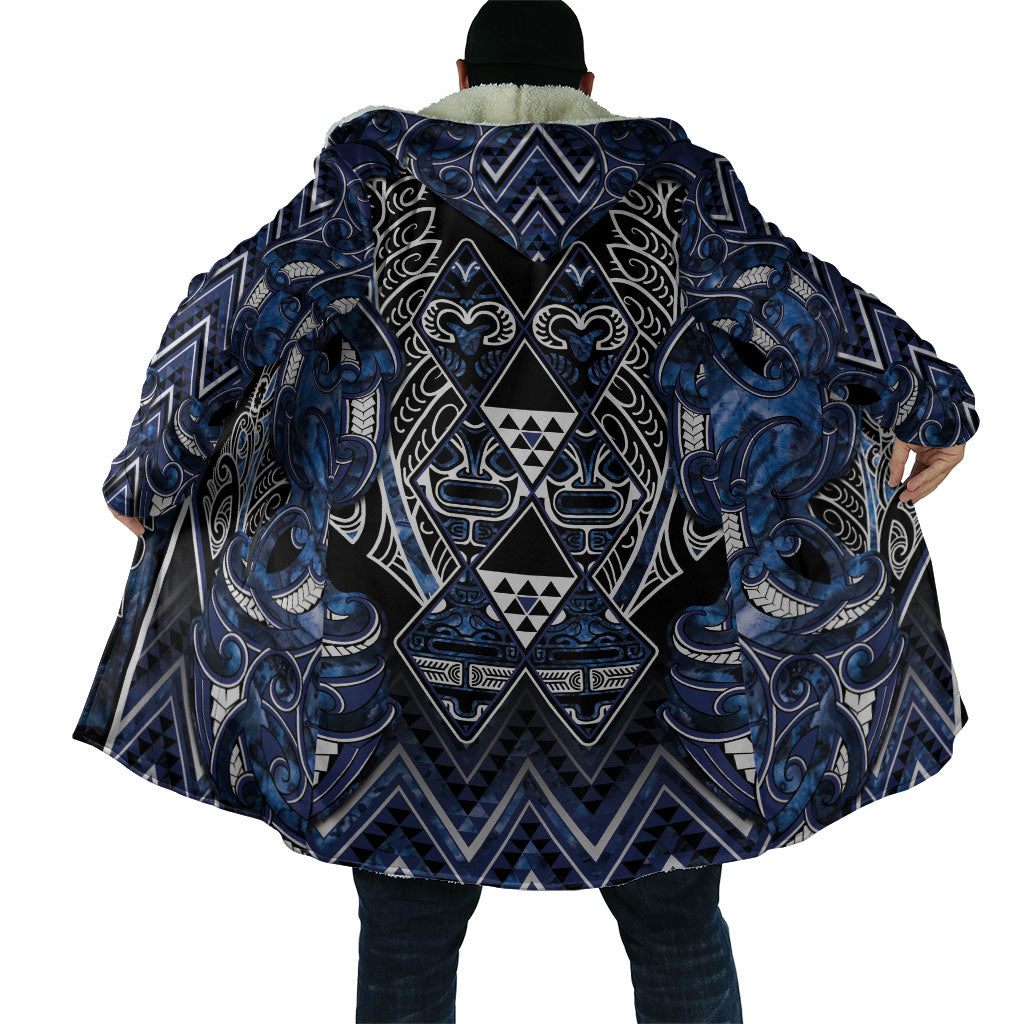 Aotearoa Tuwharetoa Cloak Maori Tribal Navy Paua Shell Pattern