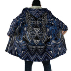 Aotearoa Tuwharetoa Cloak Maori Tribal Navy Paua Shell Pattern