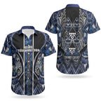 Aotearoa Tuwharetoa Couples Matching Tank Maxi Dress and Hawaiian Shirt Maori Tribal Navy Paua Shell Pattern