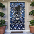 Aotearoa Tuwharetoa Door Cover Maori Tribal Navy Paua Shell Pattern