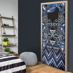 Aotearoa Tuwharetoa Door Cover Maori Tribal Navy Paua Shell Pattern