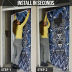 Aotearoa Tuwharetoa Door Cover Maori Tribal Navy Paua Shell Pattern