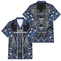 Aotearoa Tuwharetoa Family Matching Summer Maxi Dress and Hawaiian Shirt Maori Tribal Navy Paua Shell Pattern