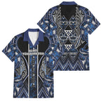 Aotearoa Tuwharetoa Family Matching Summer Maxi Dress and Hawaiian Shirt Maori Tribal Navy Paua Shell Pattern