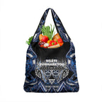 Aotearoa Tuwharetoa Grocery Bag Maori Tribal Navy Paua Shell Pattern