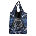 Aotearoa Tuwharetoa Grocery Bag Maori Tribal Navy Paua Shell Pattern