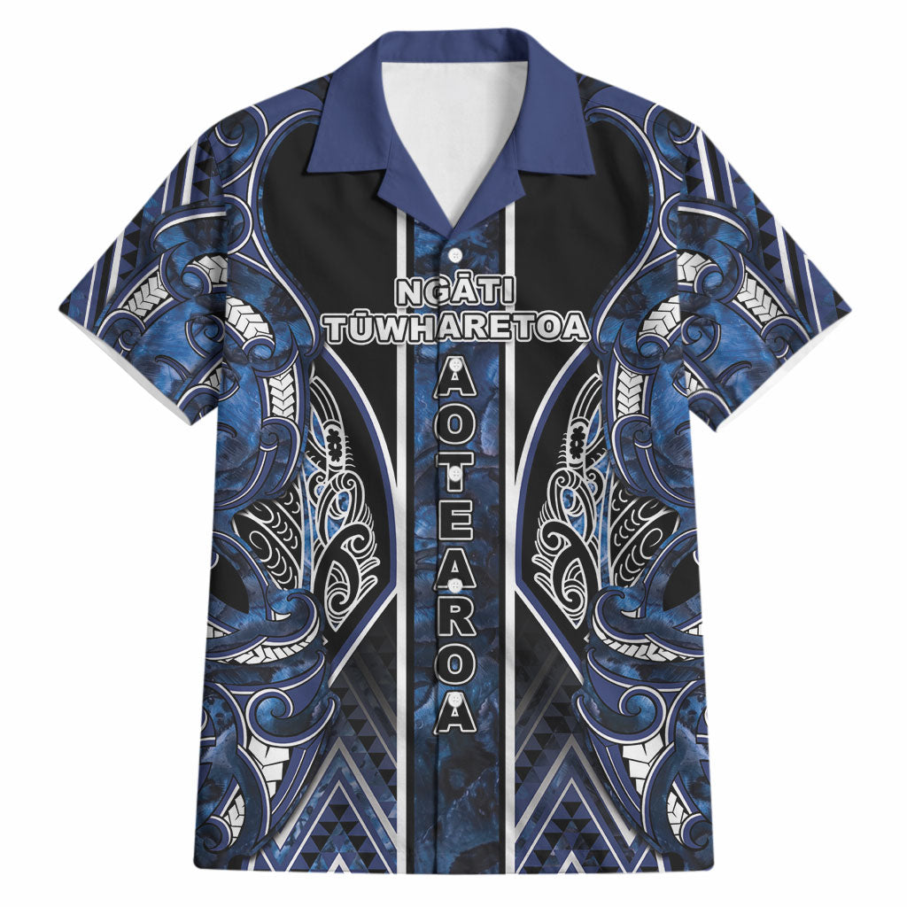 Aotearoa Tuwharetoa Hawaiian Shirt Maori Tribal Navy Paua Shell Pattern