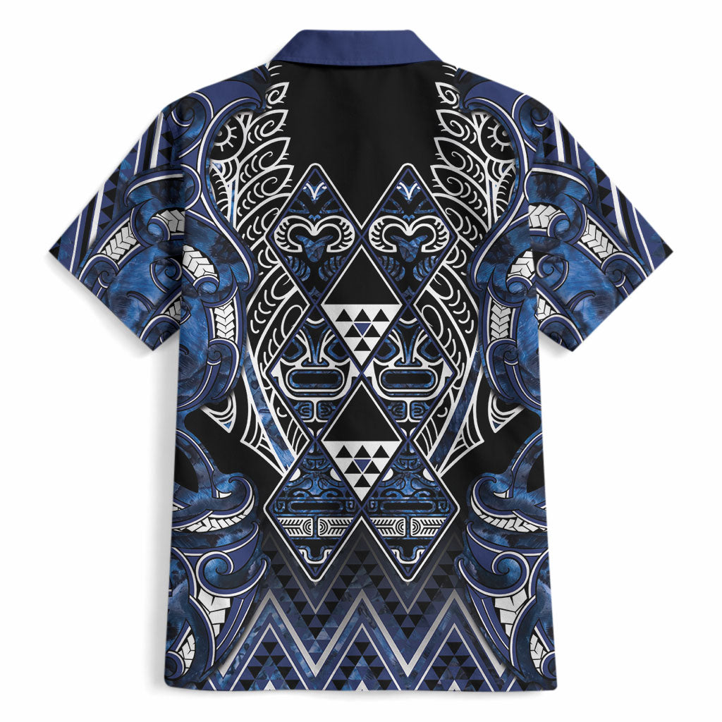 Aotearoa Tuwharetoa Hawaiian Shirt Maori Tribal Navy Paua Shell Pattern