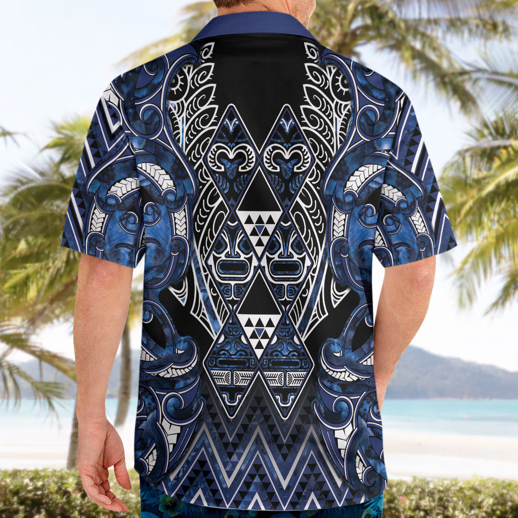 Aotearoa Tuwharetoa Hawaiian Shirt Maori Tribal Navy Paua Shell Pattern