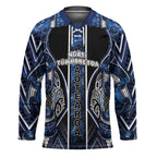Aotearoa Tuwharetoa Hockey Jersey Maori Tribal Navy Paua Shell Pattern