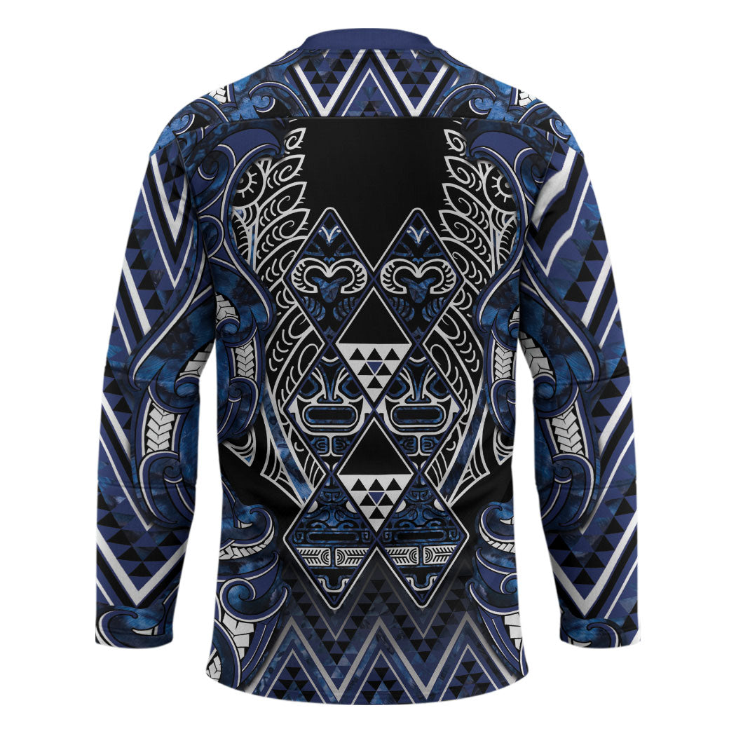 Aotearoa Tuwharetoa Hockey Jersey Maori Tribal Navy Paua Shell Pattern