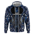 Aotearoa Tuwharetoa Hoodie Maori Tribal Navy Paua Shell Pattern