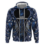 Aotearoa Tuwharetoa Hoodie Maori Tribal Navy Paua Shell Pattern